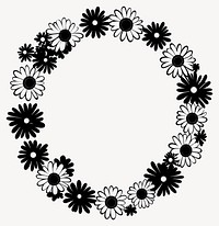 Linear Daisy flowers ring daisy illustration black vector