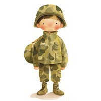 Soldier boy illustration camouflage character.