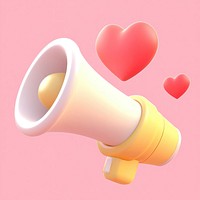 3d love megaphone illustration hearts pink.