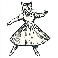 Cat dance animal drawing sketch.