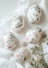 Easter eggs painted with spring floral pastel easter hand-painted.