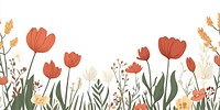 Spring tulips border flowers art illustration.