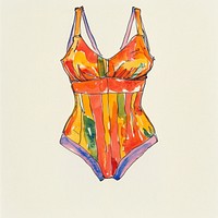 Summer bodysuit illustration watercolor swimwear.