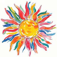 Sun illustration watercolor art.