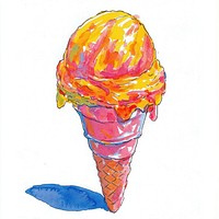 Ice cream illustration watercolor dessert.