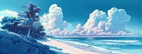 Crystal pastel dreamy blue ocean landscape beach tropical.