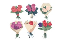 Roses wrapped in paper and ribbon illustration arrangement graphics.