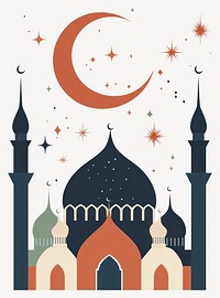 Flat illustration of Ramadan mosque moon architecture vector