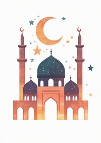 Flat illustration of Ramadan mosque architecture crescent.