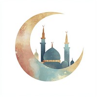 Flat illustration of Ramadan moon silhouette crescent.