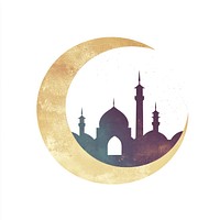 Flat illustration of Ramadan moon architecture silhouette.