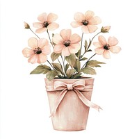 Vintage coquette flower pot flowers illustration pastel.