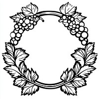 Linear grape leaf flowers ring art illustration grapes.