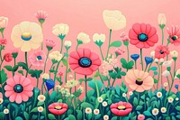 Colorful spring flowers art illustration background.