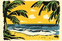 Beach illustration tropical ocean.