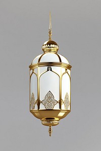 Arabic hanging lantern metallic gold craftsmanship.