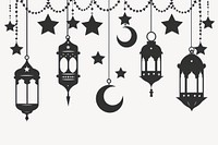 Ramadan lanterns decorations silhouette crescent vector