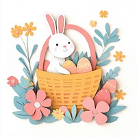 Easter basket and bunny paper cute eggs.