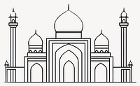 Golden line art mosque architecture illustration minimalist vector