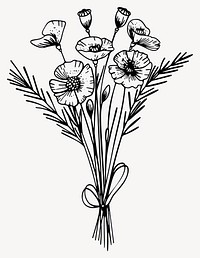 California poppy Flower drawing flower bouquet vector