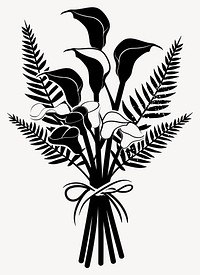 Calla Lilies with Ferns Flower silhouette flower drawing vector