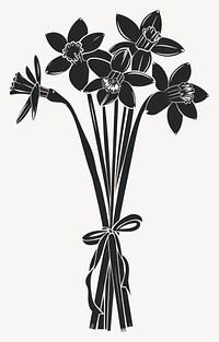 Daffodil flower silhouette drawing vector