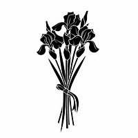 Iris flower silhouette drawing bouquet.