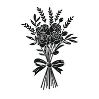 Lavender with Roses and Olive Branches silhouette drawing flowers.