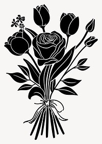 Rose and Tulip Flower silhouette drawing flowers vector