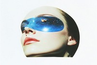 Glitter blue eye galaxy in it photography portrait face.