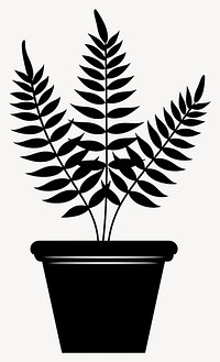 Potted plant with fern silhouette potted black vector