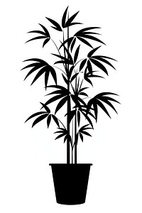 Potted plant with tropical plant silhouette potted leaves.