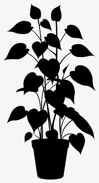 Potted plant with pothos silhouette potted leaves vector