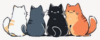 Five cats illustration back silhouette vector