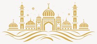 Golden mosque outline vector architecture golden design vector