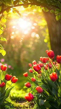 Spring tulips background nature outdoors flowers.