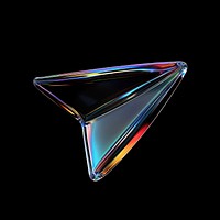 Glass paper plane icon accessories iridescent futuristic.