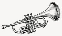 Trumpet black white line vector