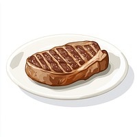 American Steak on a plate illustration steak white.