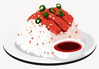 Red pork rice with dipping sauce illustration transparent background  vector