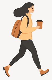 Woman walking holding a coffee cup woman illustration female  vector