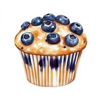 Blueberry muffin dessert illustration watercolor.