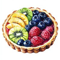 Fruit tart dessert illustration watercolor.