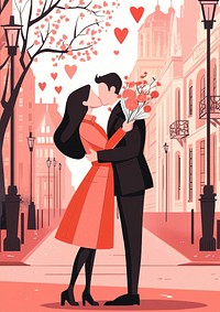 Flowers kiss illustration romantic.