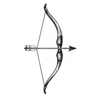 Arrow and bow archery black white.