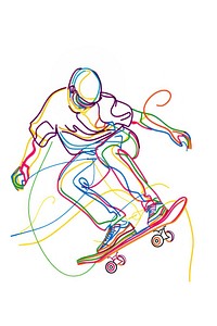 Line drawing pro skater player art colorful design.