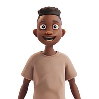 Young cute black man with short hair cartoon character t-shirt.