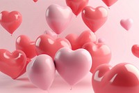 Red and pink heart-shaped balloons floating valentine's hearts day.