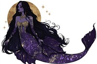 A gothic vector illustration of an isolated gothic mermaid background celestial mystical.