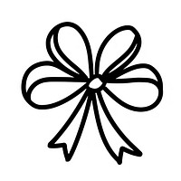 Bow ribbon black line art.